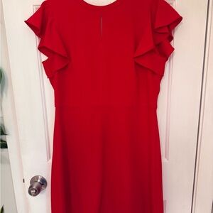 Riley & Rae Red A-Line Ruffled Midi Dress